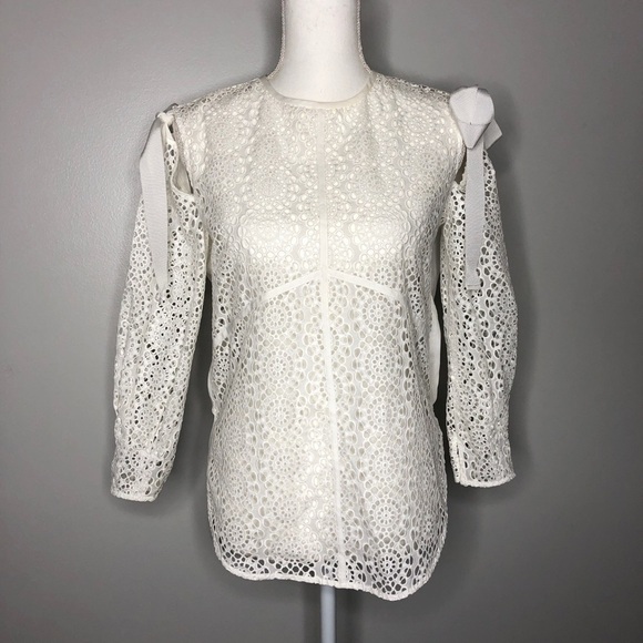 Sandro Paris Ernesto Eyelet Broderie Anglaise Blouse in Blanc - NWT - Picture 3 of 10